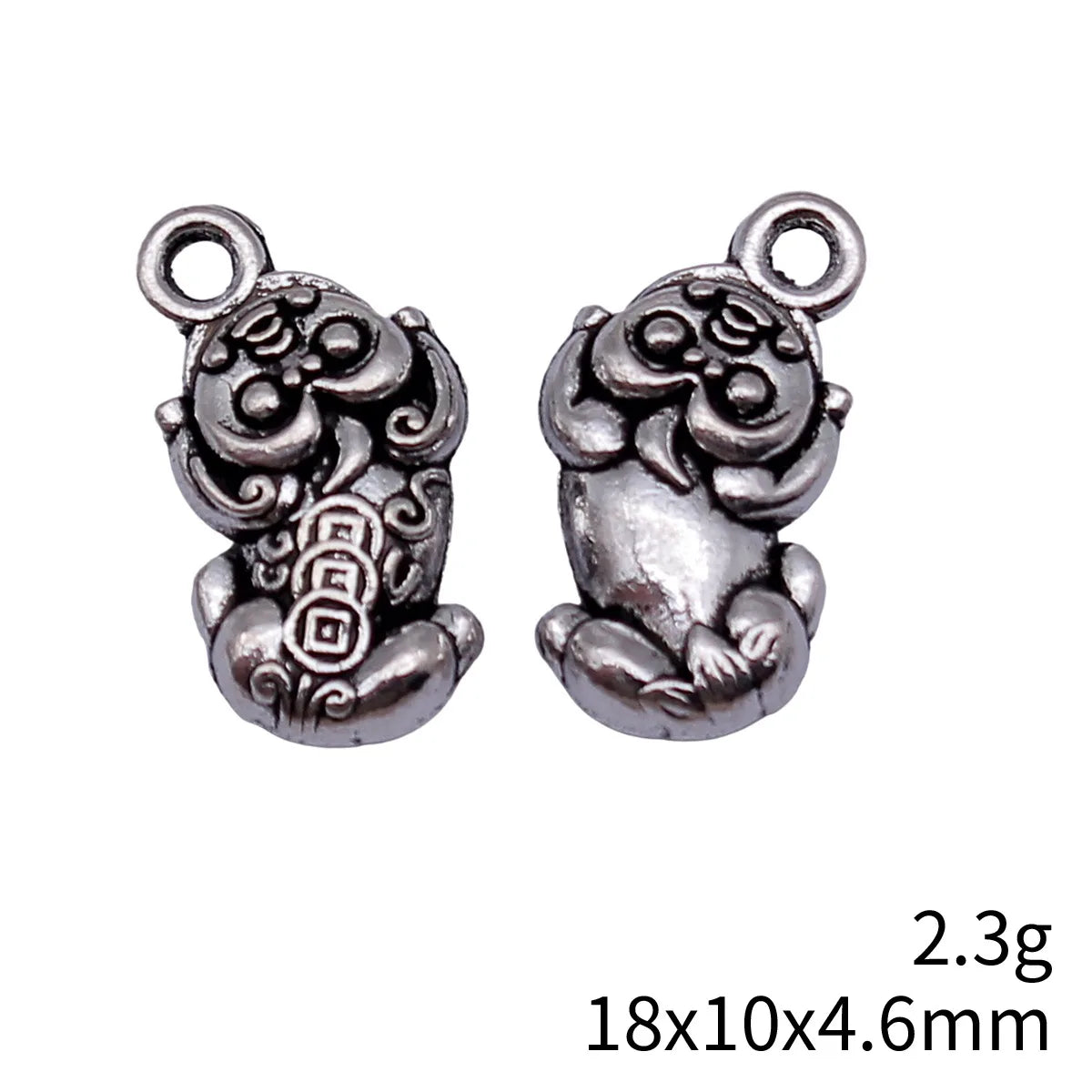 18x10x4.6mm 2.3g Antique Silver Zinc Alloy Pixiu Charm Pendant for DIY Necklace Bracelet Jewelry Making