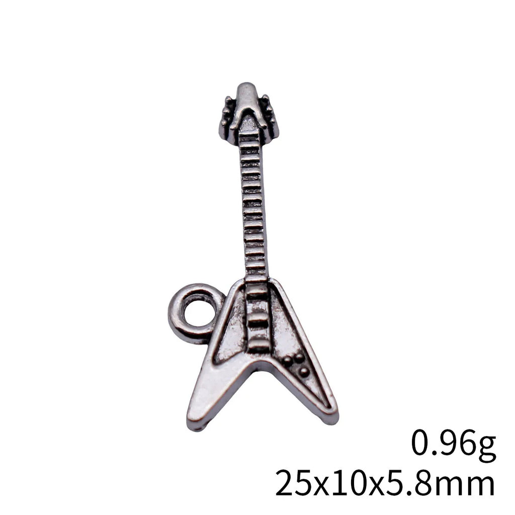 25x10x5.8mm 0.96g Antique Silver Zinc Alloy Guitar Charm Pendant for DIY Necklace Bracelet Keychain
