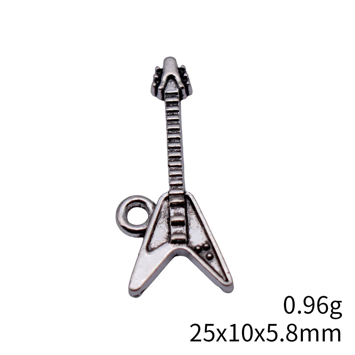 25x10x5.8mm 0.96g Antique Silver Zinc Alloy Guitar Charm Pendant for DIY Necklace Bracelet Keychain