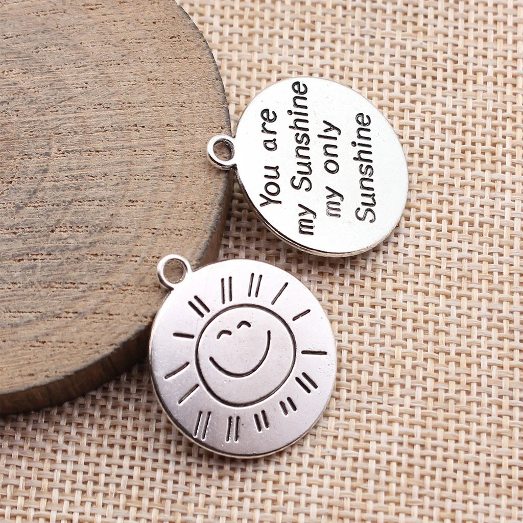 27x24mm 4.4g Antique Silver Zinc Alloy You Are My Sunshine My Only Sunshine Charm Pendant for DIY Jewelry