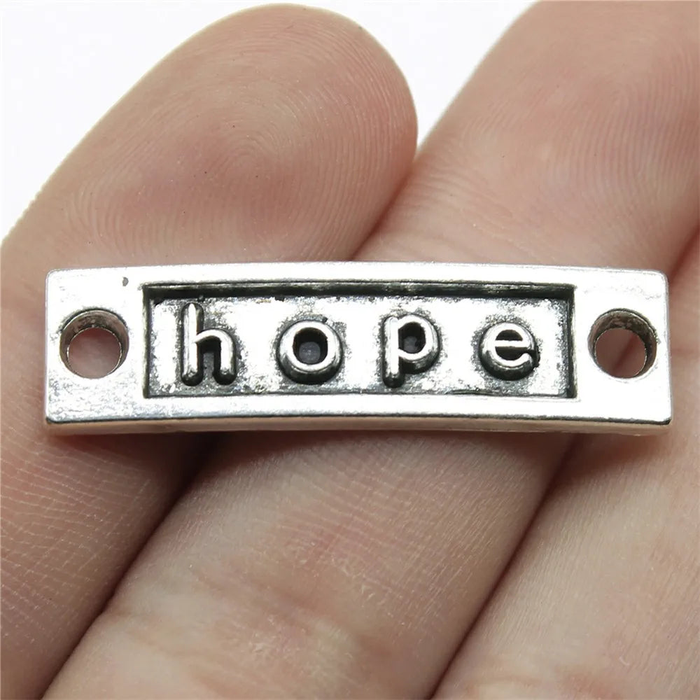 35x10mm 3.2g Antique Silver Zinc Alloy Hope Word Connector Charm for DIY Bracelet Jewelry Making