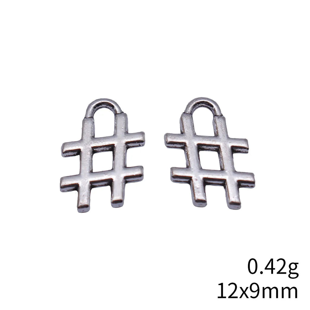 12x9mm 0.42g Antique Silver Zinc Alloy Hashtag Symbol charm pendant for DIY bracelet necklace making