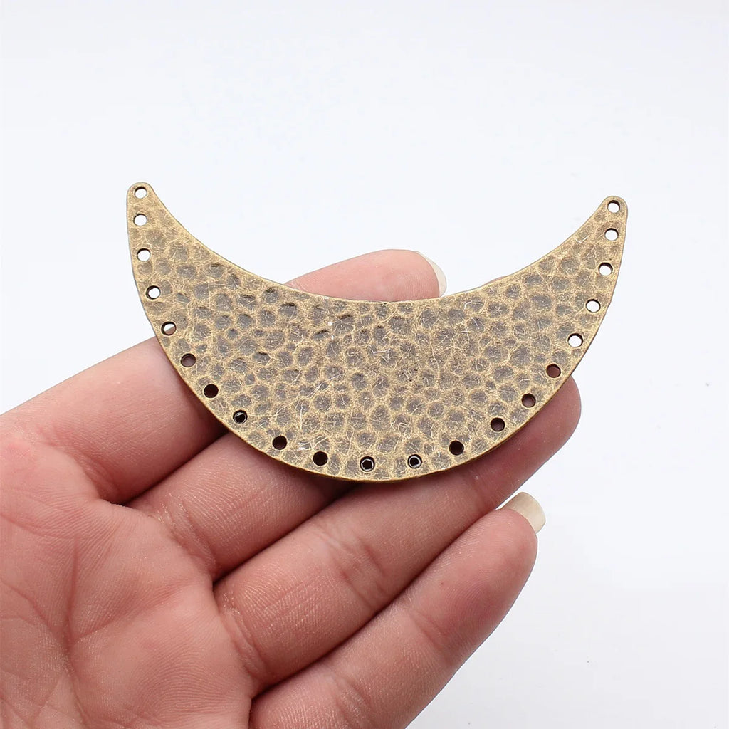 93x34mm 14.5g Antique Bronze Zinc Alloy Hammered Crescent Necklace Connector Charm for DIY Jewelry
