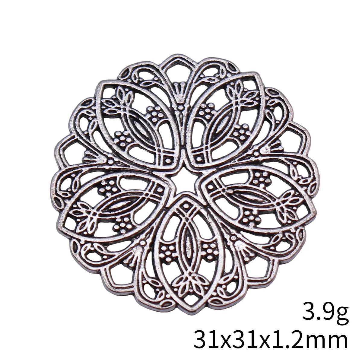 31x31x1.2mm 3.9g Antique Silver Zinc Alloy Flower Filigree Connector Charm for DIY Earrings Bracelet