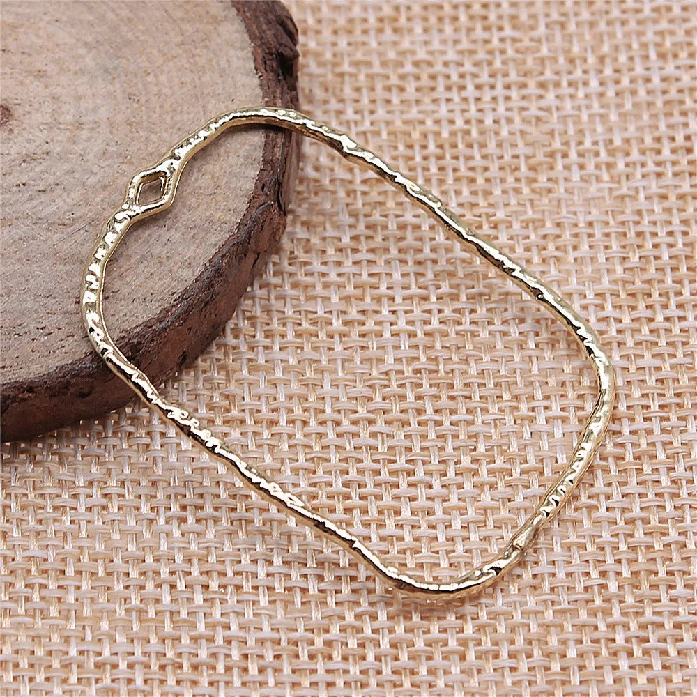 32x46mm 2g Electrophoretic KC Gold Zinc Alloy Rectangle Charm Pendant for DIY Necklace Jewelry
