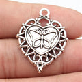 34x26mm 4g Antique Silver Zinc Alloy Heart Butterfly Charm Pendant for DIY Necklace Bracelet Making