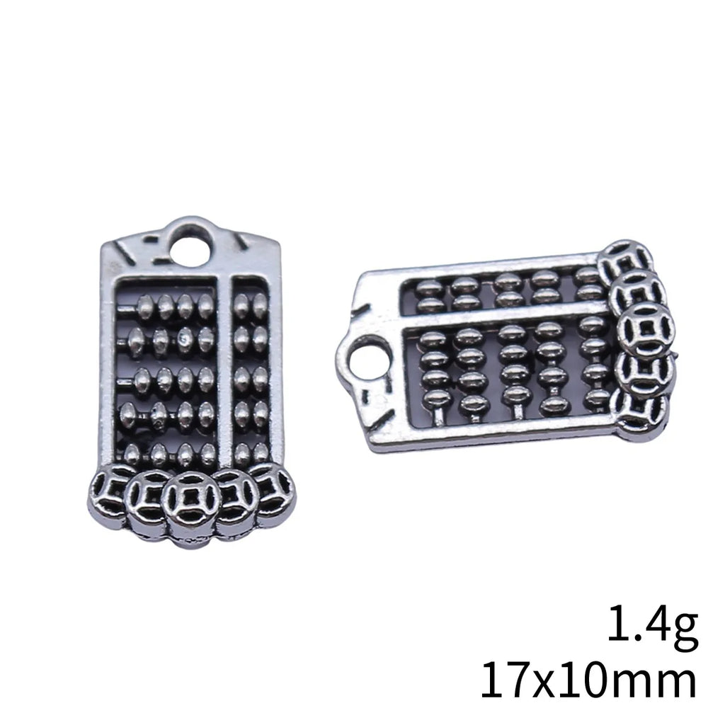 17x10mm 1.4g Antique Silver Zinc Alloy Chinese Coin Abacus Charm Pendant for DIY Jewelry Making