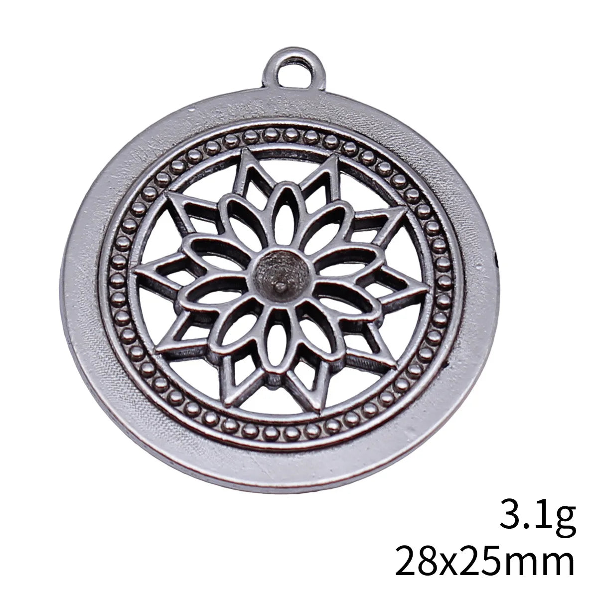 28x25mm 3.1g Antique Silver Zinc Alloy Round Flower Filigree Charm Pendant for DIY Jewelry Making