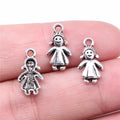 15x8mm 0.6g Antique Silver Zinc Alloy Little Girl Charm Pendant for Necklace Bracelet Making