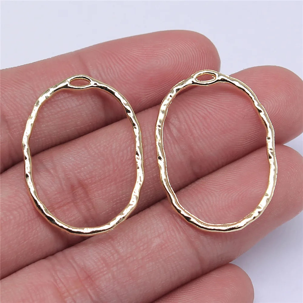 22x30mm 0.9g KC Gold Zinc Alloy Oval Charm Pendant for DIY Necklace Bracelet Jewelry Making