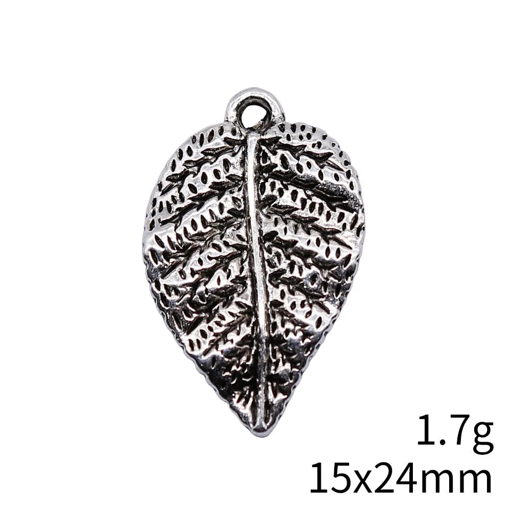 15x24mm 1.7g Antique Silver Zinc Alloy Leaf Charm Pendant for DIY Necklace Bracelet Jewelry Making