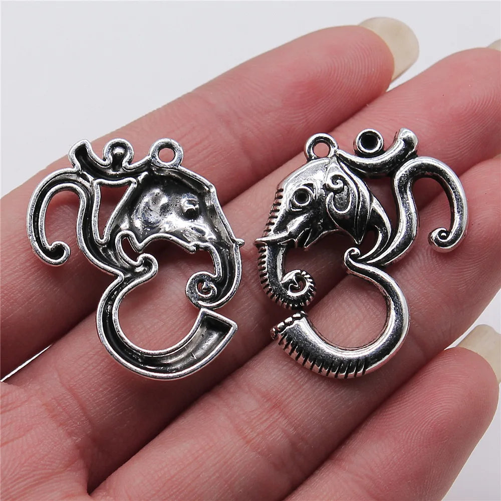 28x34mm 3.9g Antique Silver Zinc Alloy Elephant OM Symbol Charm Pendant for DIY Necklace Jewelry
