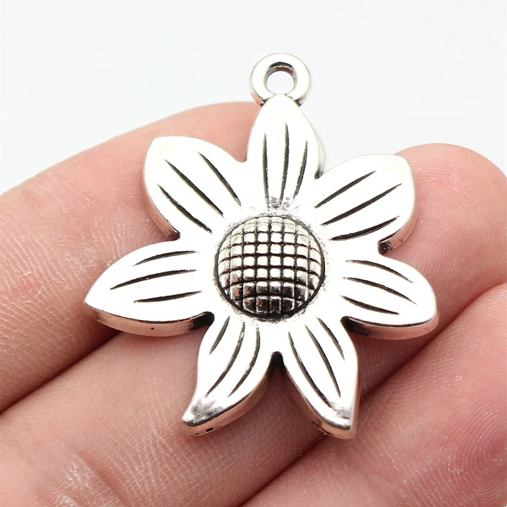 41x35mm 5.4g Antique Silver Zinc Alloy Flower Charm Pendant for DIY Bracelet Necklace Jewelry