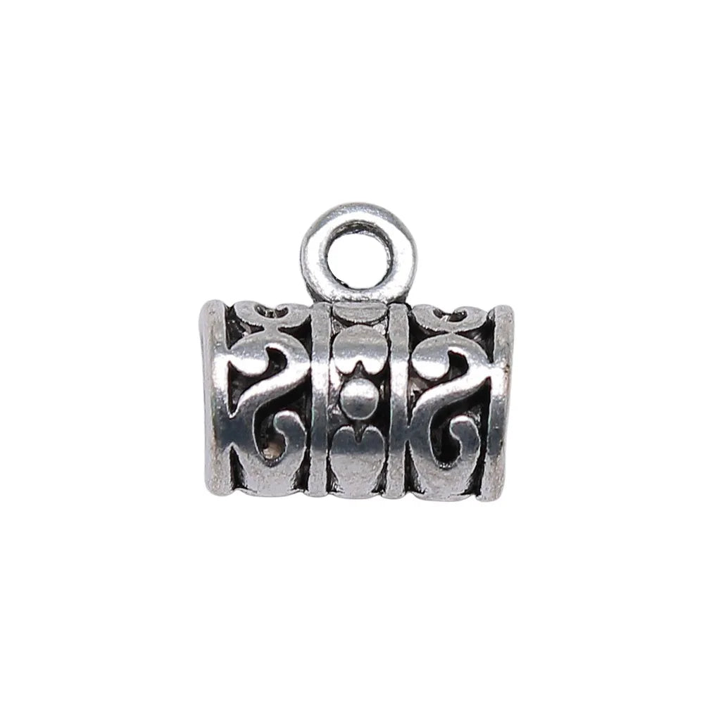14x13x8mm 2.1g Antique Silver Zinc Alloy Engraved Pendant Bail Charm Holder for DIY Necklace Making