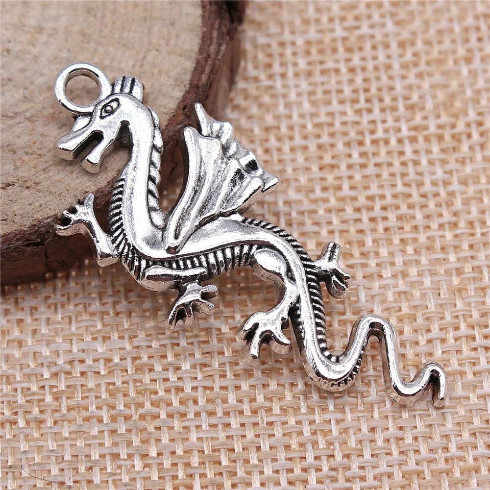 49x20mm 3.7g Antique Silver Zinc Alloy Flying Dragon Charm Pendant for DIY Necklace Bracelet Making