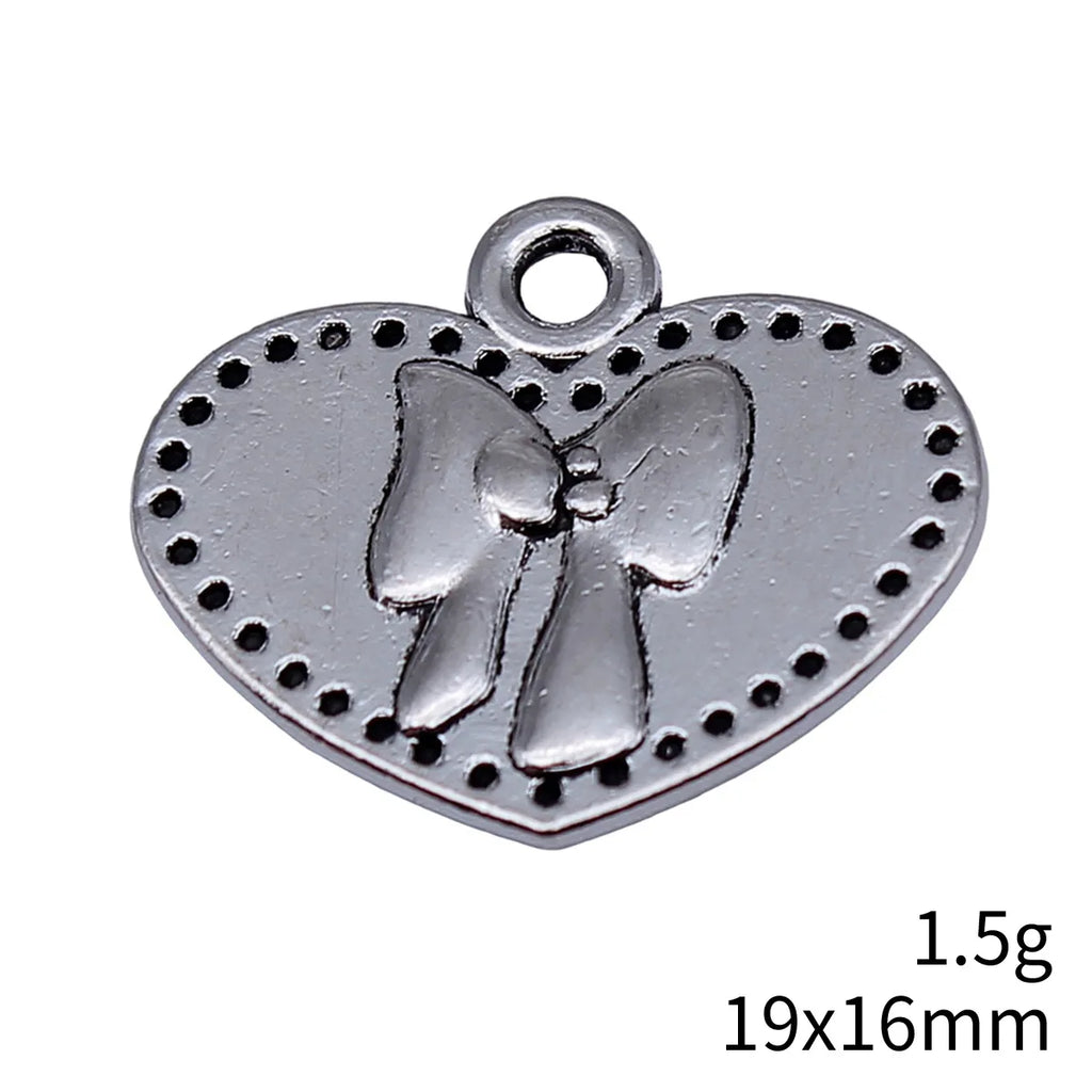 19x16mm 1.5g Antique Silver Zinc Alloy Bowknot Heart Butterfly Charm Pendant for DIY Jewelry Making