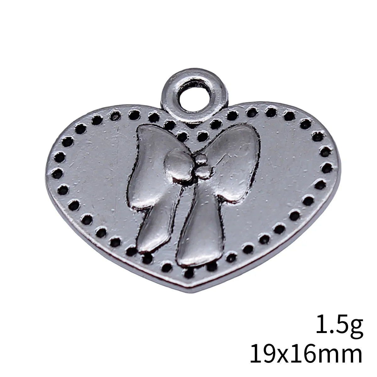 19x16mm 1.5g Antique Silver Zinc Alloy Bowknot Heart Butterfly Charm Pendant for DIY Jewelry Making