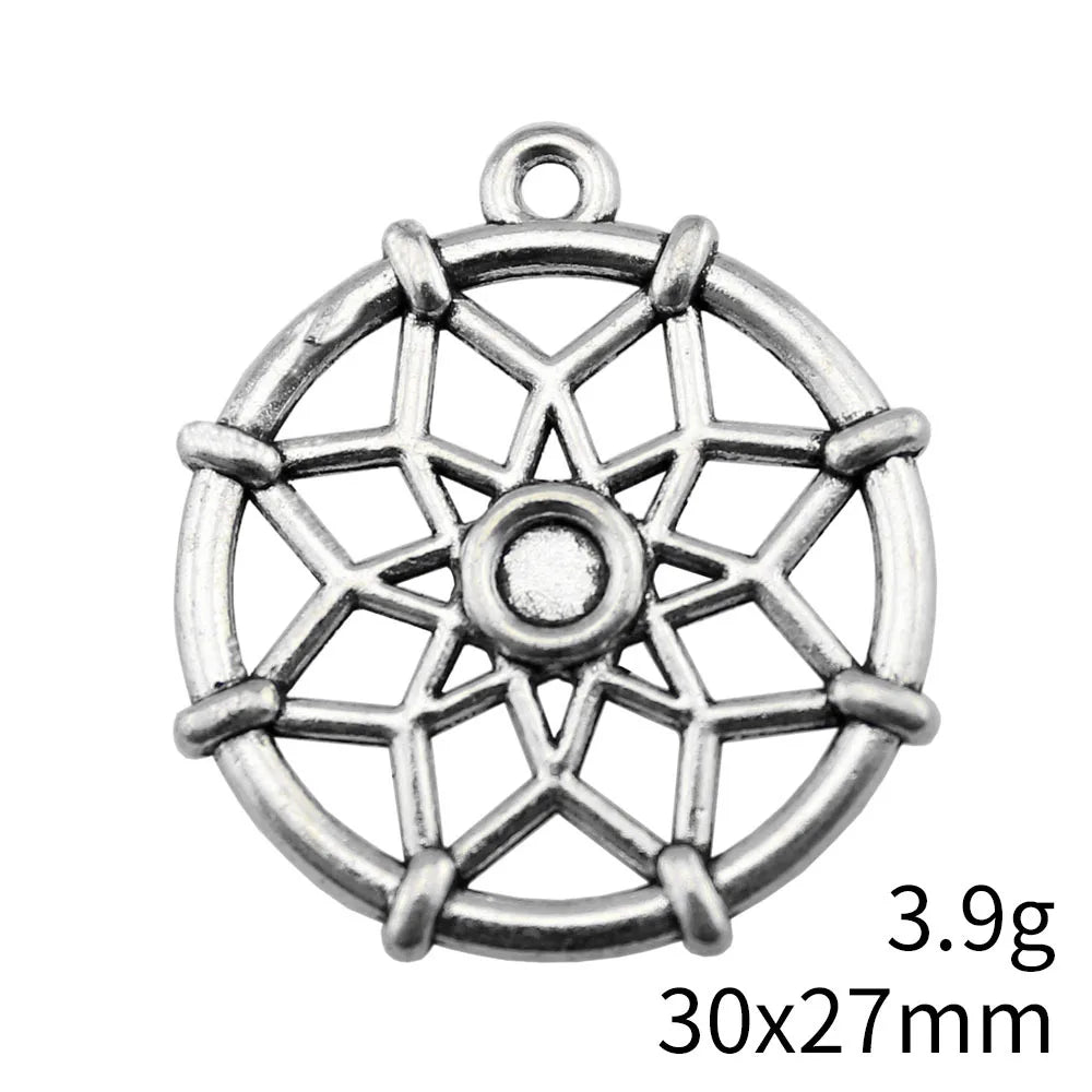 30x27mm 3.9g Antique Silver Zinc Alloy Dreamcatcher Charm Pendant for DIY Necklace Bracelet Making