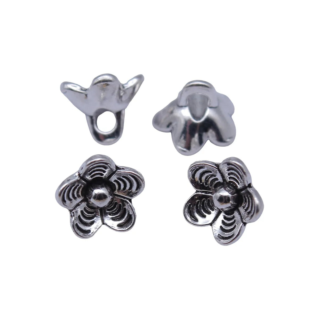 9.6x9.6x7.2mm 0.66g Antique Silver Zinc Alloy Flower Charm Pendant for DIY Necklace Bracelet Making