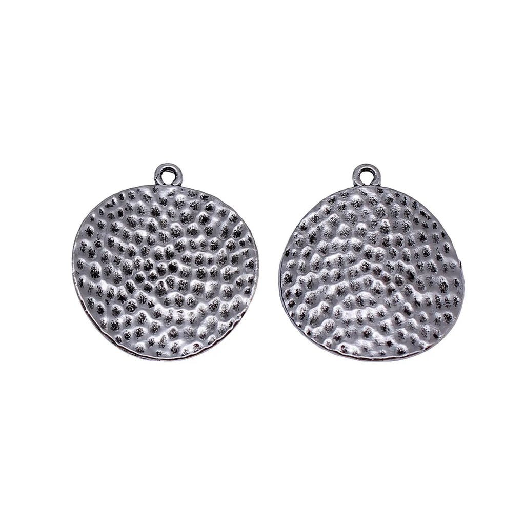 30x26mm 2.8g Multicolor Zinc Alloy Hammered Twisted Round Disc Charm Pendant for DIY Jewelry Making