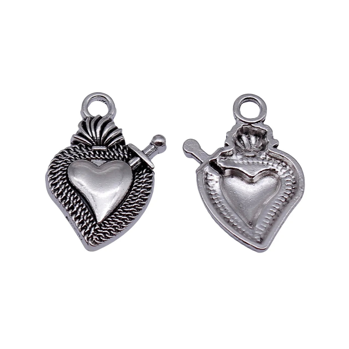 22x13mm 1.4g Antique Silver Zinc Alloy Gothic Heart Charm Pendant for DIY Necklace Bracelet Making