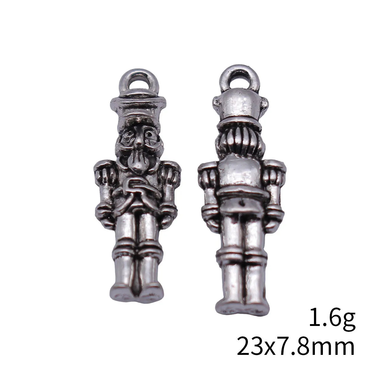 23x7.8mm 1.6g Antique Silver Zinc Alloy Nutcracker Soldier Charm Pendant for DIY Holiday Jewelry