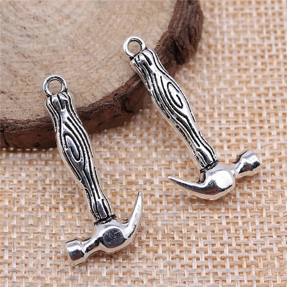 31x15mm 3.2g Multicolor Zinc Alloy Hammer Tool Charm Pendant for DIY Necklace Bracelet Jewelry Making