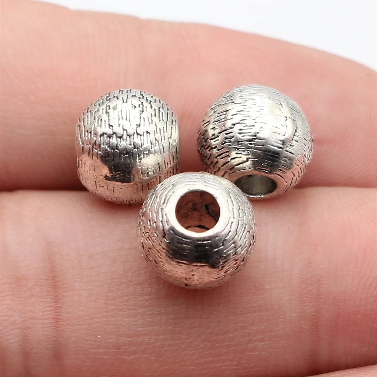 11x11x9.5mm 3.1g Multicolor Zinc Alloy Textured Round Spacer Beads Loose Metal Beads for DIY Bracelet Making