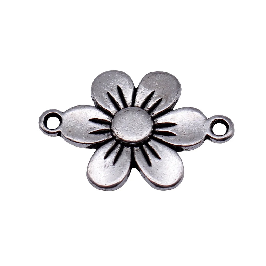 24x17mm 1.8g Antique Silver Zinc Alloy Flower connector charm for DIY bracelet necklace jewelry making