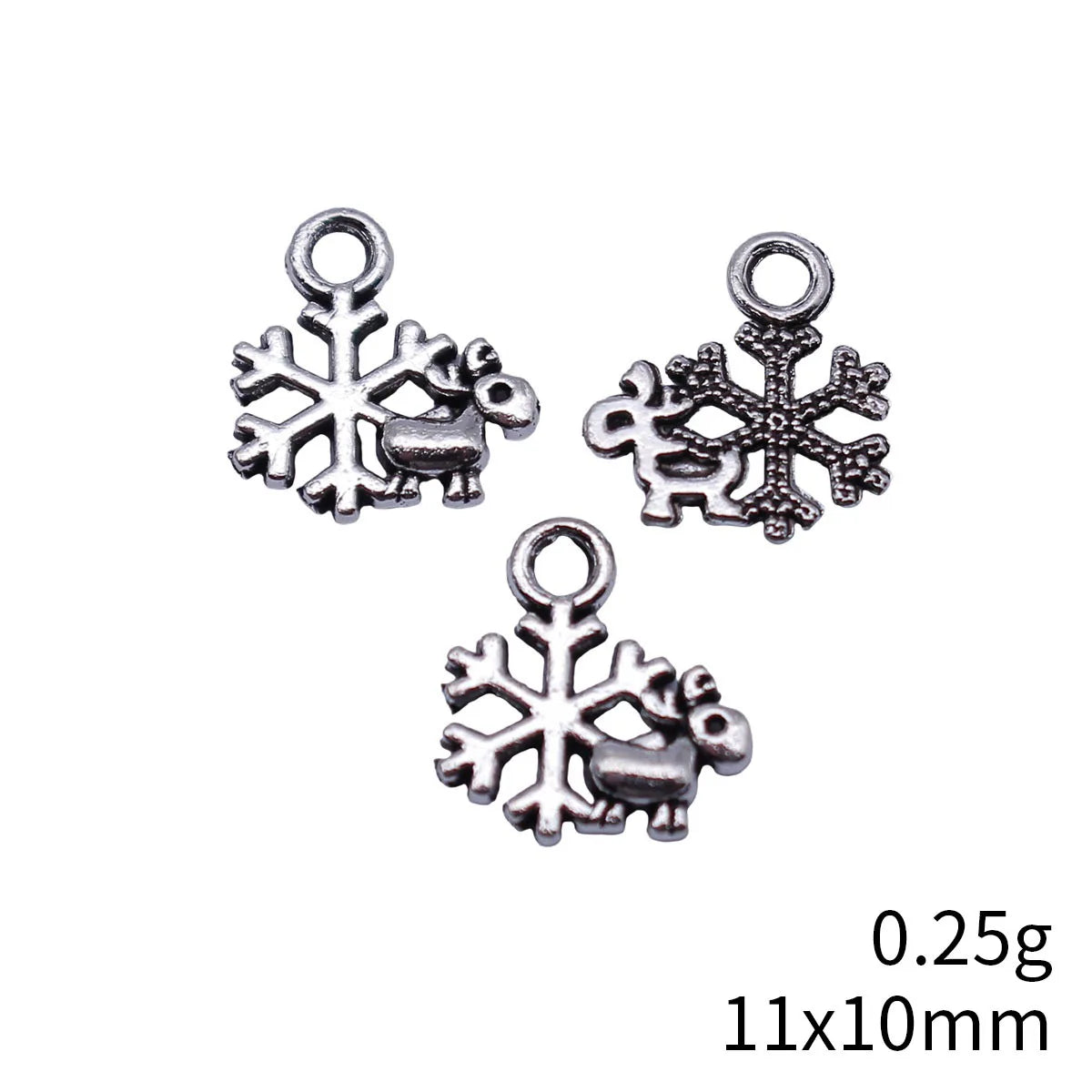 11x10mm 0.25g Antique Silver Zinc Alloy Deer Snowflake Charm Pendant for DIY Christmas Jewelry Making
