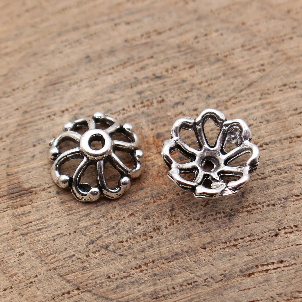 10x10x4.3mm 0.44g Antique Silver Zinc Alloy Spiral Flower Bead Caps for DIY Beaded Jewelry Making