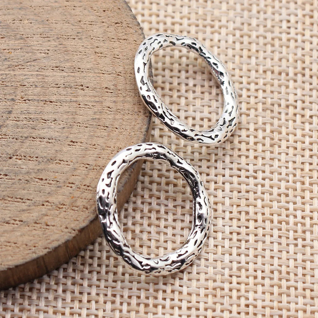 21x21mm 1.5g Multicolor Zinc Alloy Pitted Irregular Round Ring Connector Charm for DIY Jewelry Making