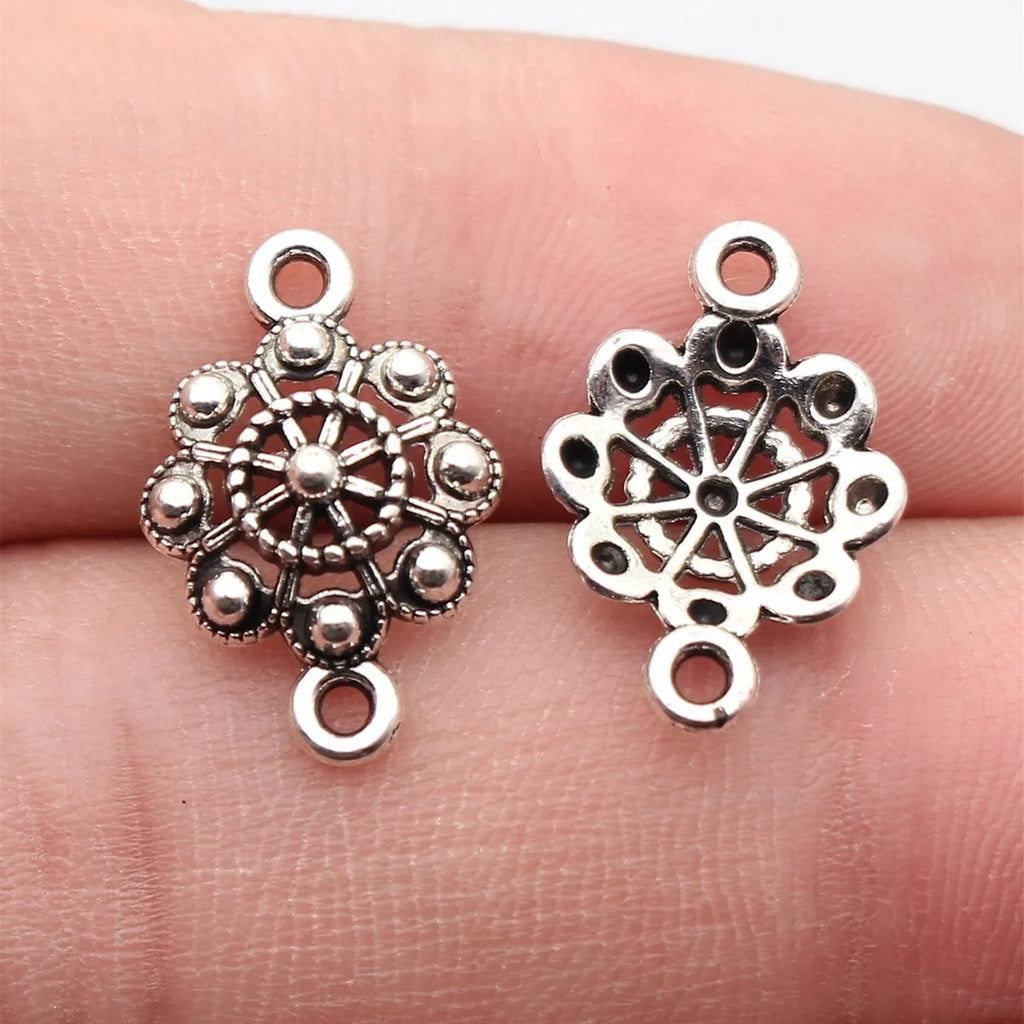 19x12mm 0.73g Multi Color Zinc Alloy Radiating Hollow Flower Connector Charm for DIY Jewelry Making