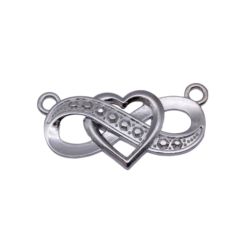 39x20mm 3.6g White K Zinc Alloy Infinity Heart Charm Pendant for DIY Necklace Bracelet Making