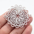 59x52mm 12.4g Multicolor Zinc Alloy Hollow Flower Filigree Connector Charm for DIY Jewelry Making