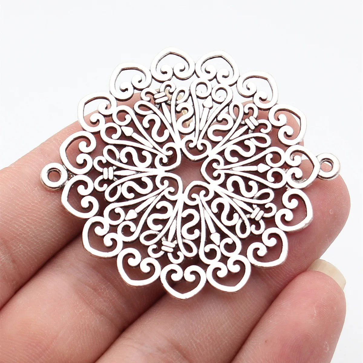 59x52mm 12.4g Multicolor Zinc Alloy Hollow Flower Filigree Connector Charm for DIY Jewelry Making