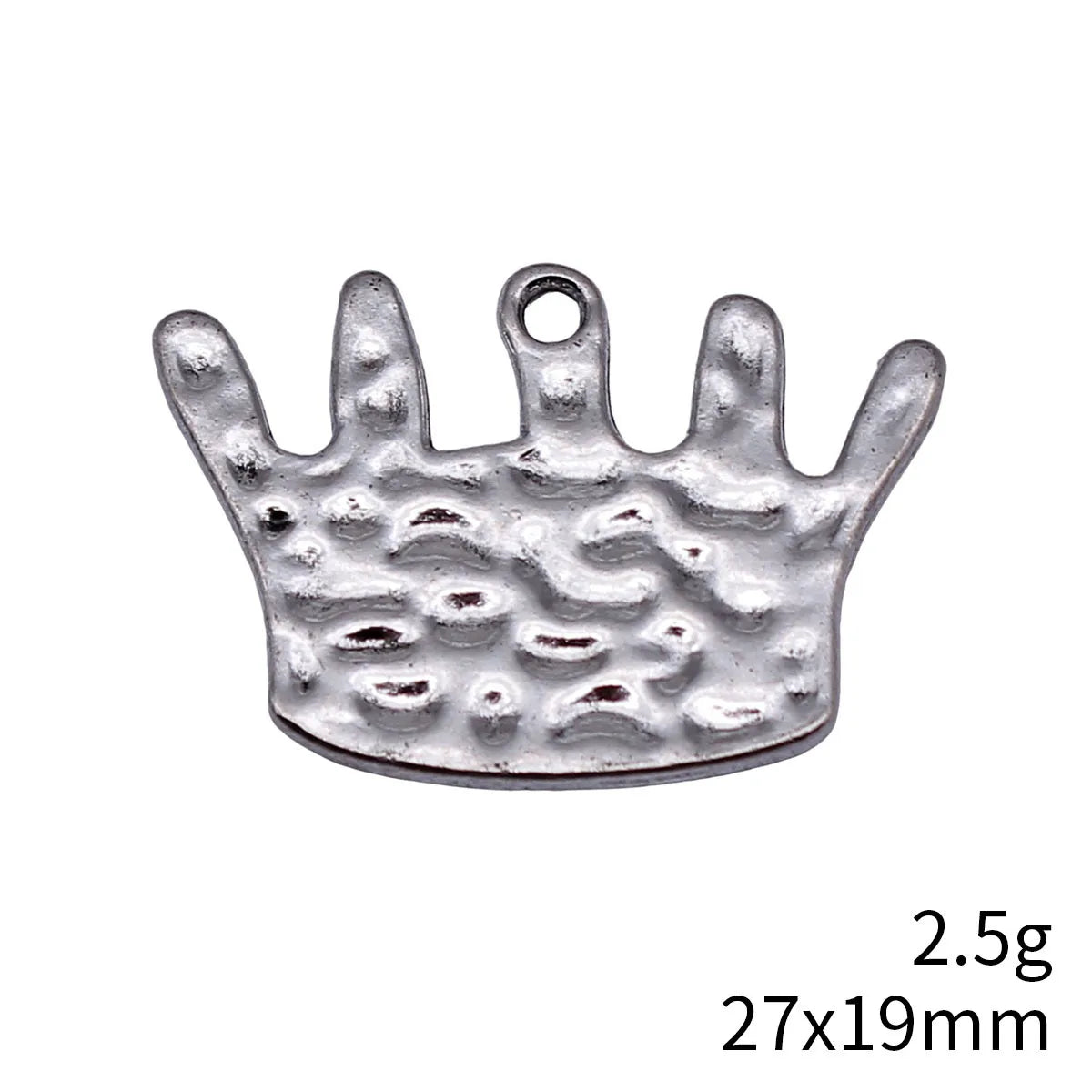 27x19mm 2.5g Antique Silver Zinc Alloy Hammered Crown Charm Pendant for DIY Necklace Making