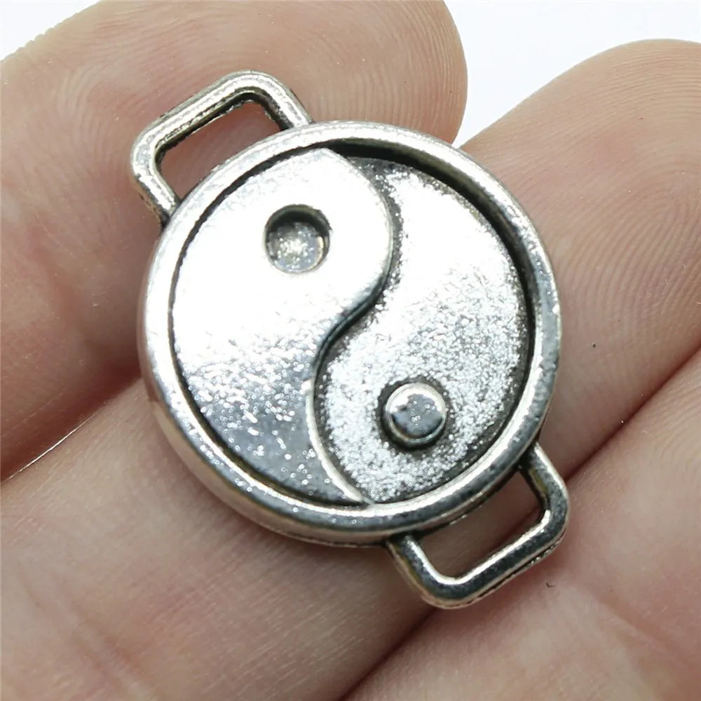28x21mm 5.8g Antique Silver Zinc Alloy Tai Chi Connector Charm for DIY Bracelet Necklace Jewelry