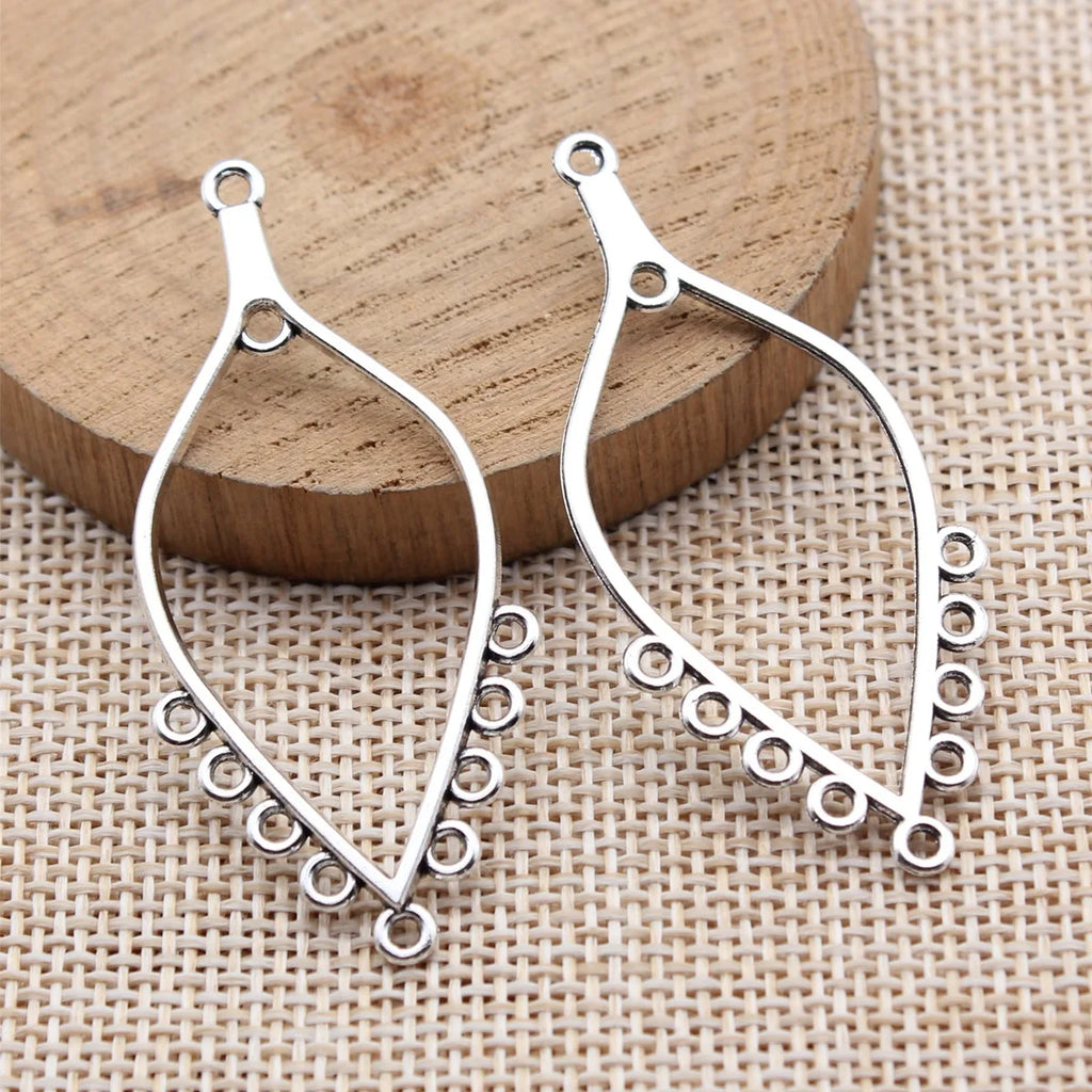 54x24mm 1.9g Antique Silver Zinc Alloy Teardrop Earring Connector Charm for Dangle Earrings Making