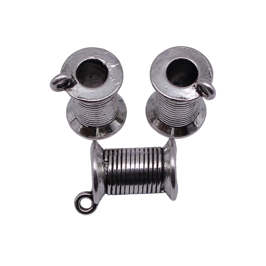 19x11x11mm 3.8g Antique Silver Zinc Alloy Sewing Spool charm pendant for DIY craft jewelry making