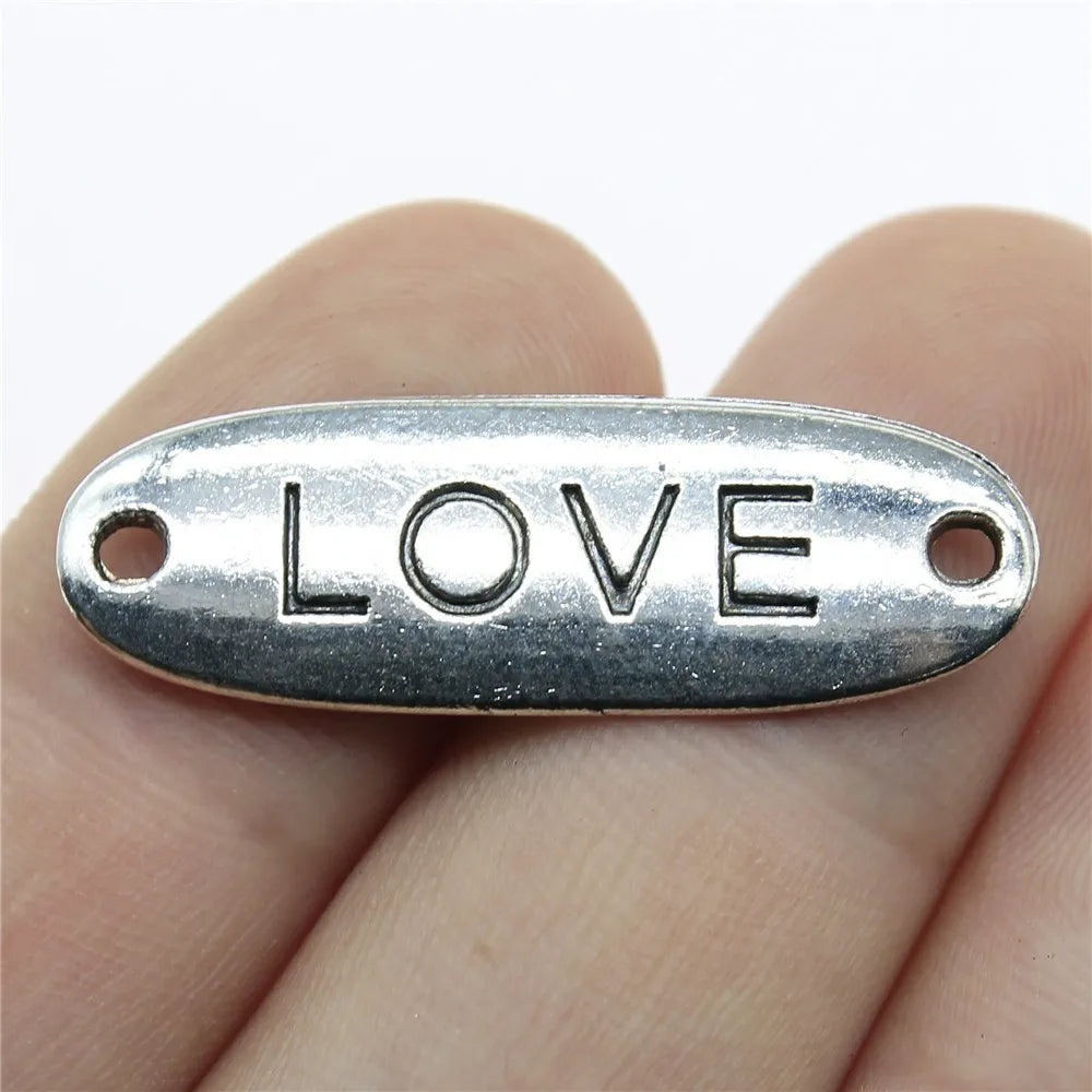 34x11mm 3.1g Multicolor Zinc Alloy LOVE Connector Charm for Bracelet Necklace DIY Jewelry Making