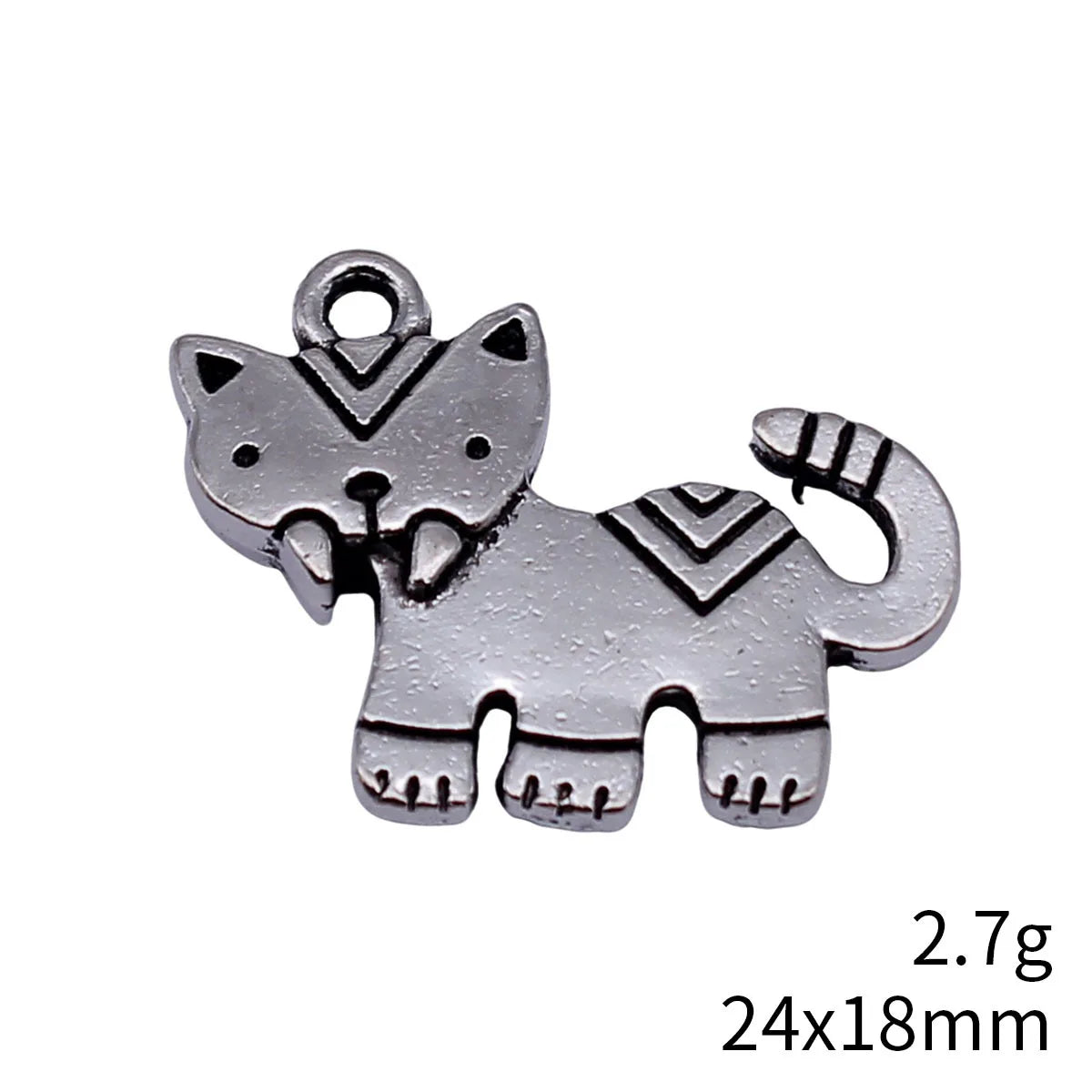 24x18mm 2.7g Antique Silver Zinc Alloy Fang Cat Charm Pendant for DIY Necklace Bracelet Making