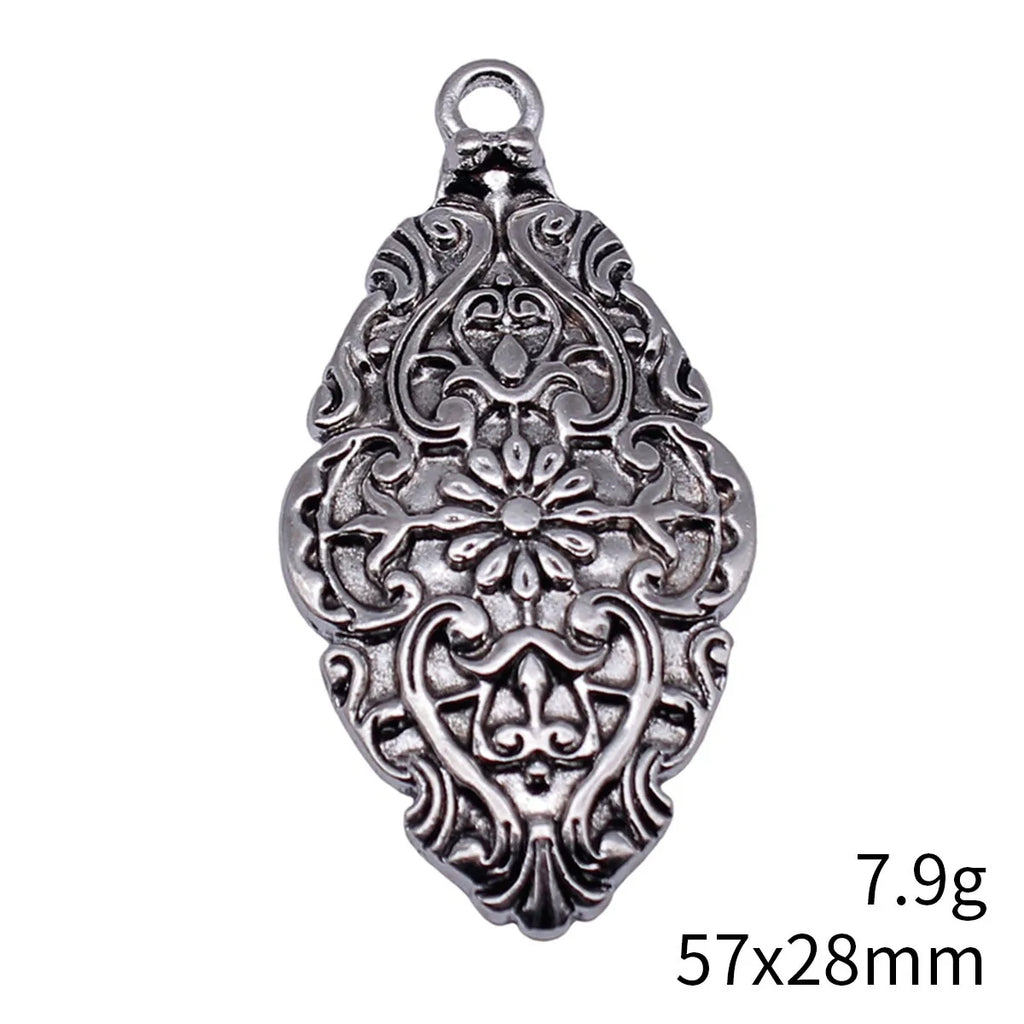 57x28mm 7.9g Multicolor Zinc Alloy Embossed Flower Charm Pendant for DIY Necklace Jewelry Making