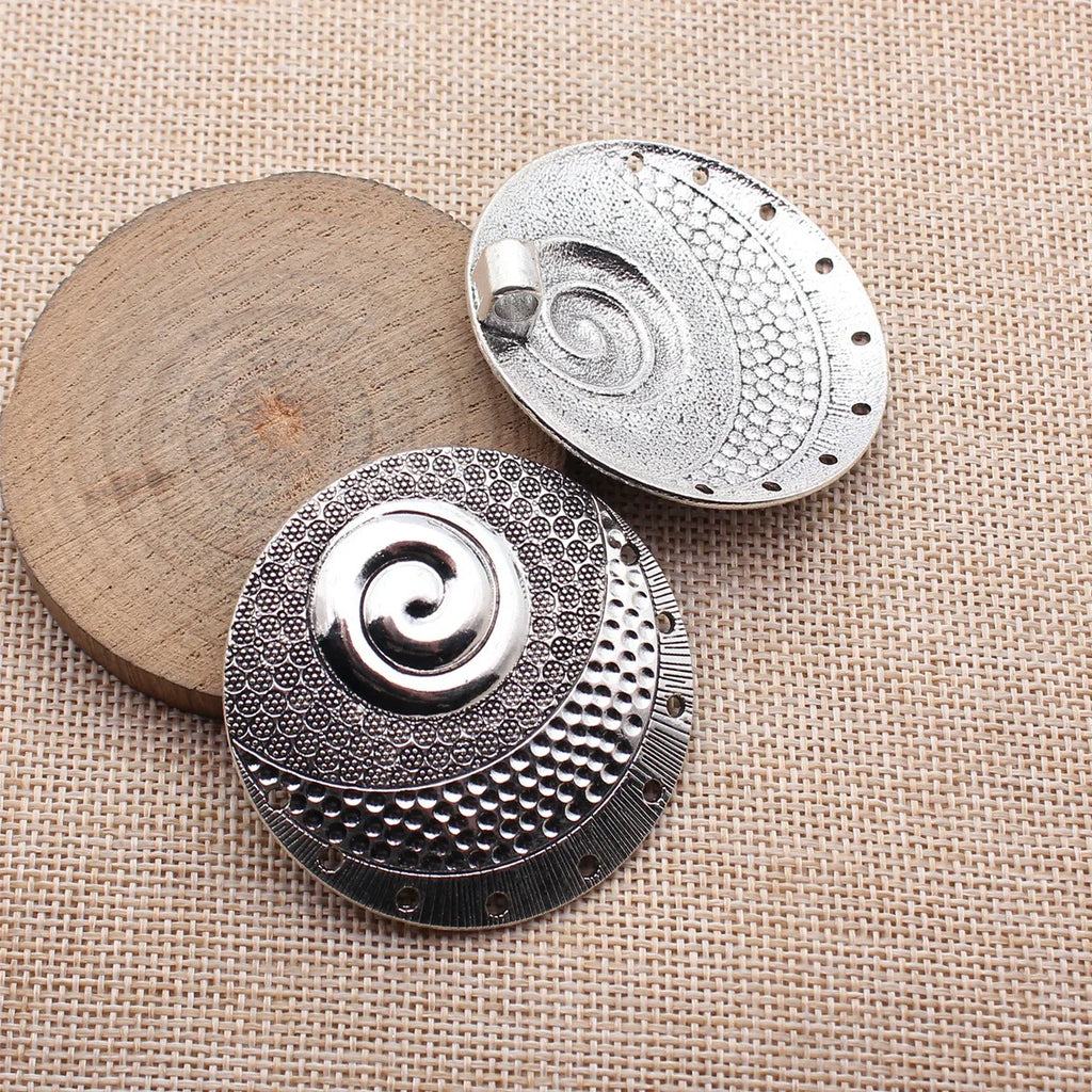 52x52mm 15.4g Antique Silver Tone Zinc Alloy Swirl Texture Connector Charm for DIY Necklace Making