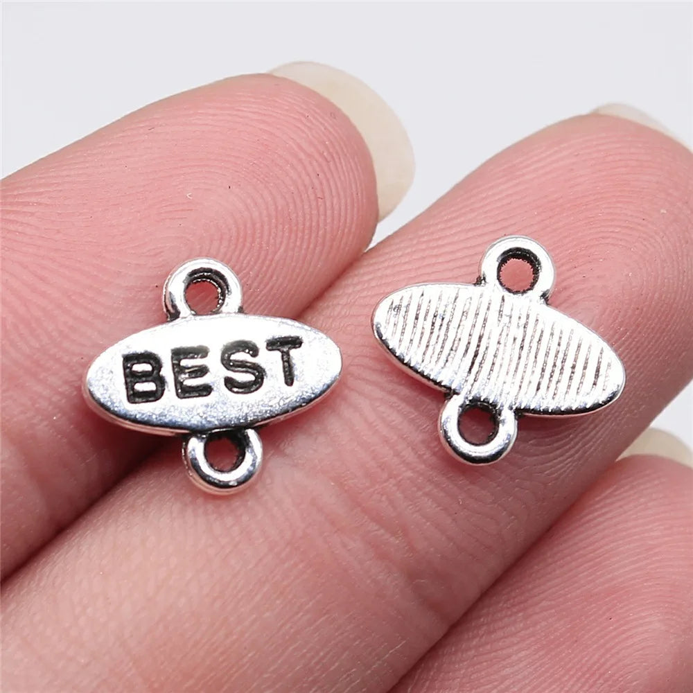 13x12mm 0.65g Antique Silver Zinc Alloy BEST Letter Connector Charm for DIY Bracelet Necklace Making