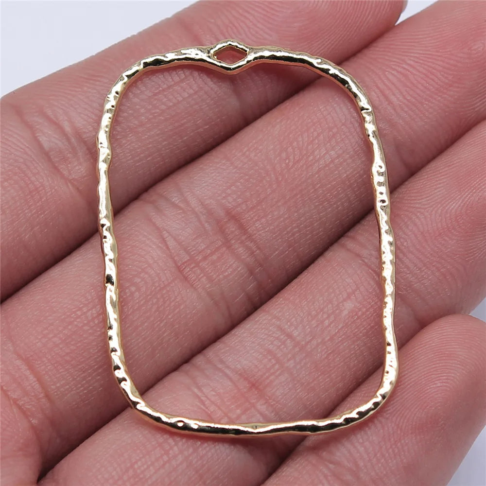 32x46mm 2g Electrophoretic KC Gold Zinc Alloy Rectangle Charm Pendant for DIY Necklace Jewelry