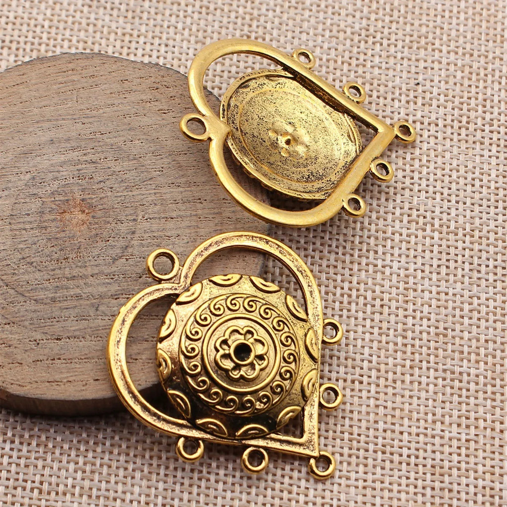 46x39mm 6.8g Multicolor Zinc Alloy Hollow Heart Connector Charm for DIY Earrings Jewelry Making