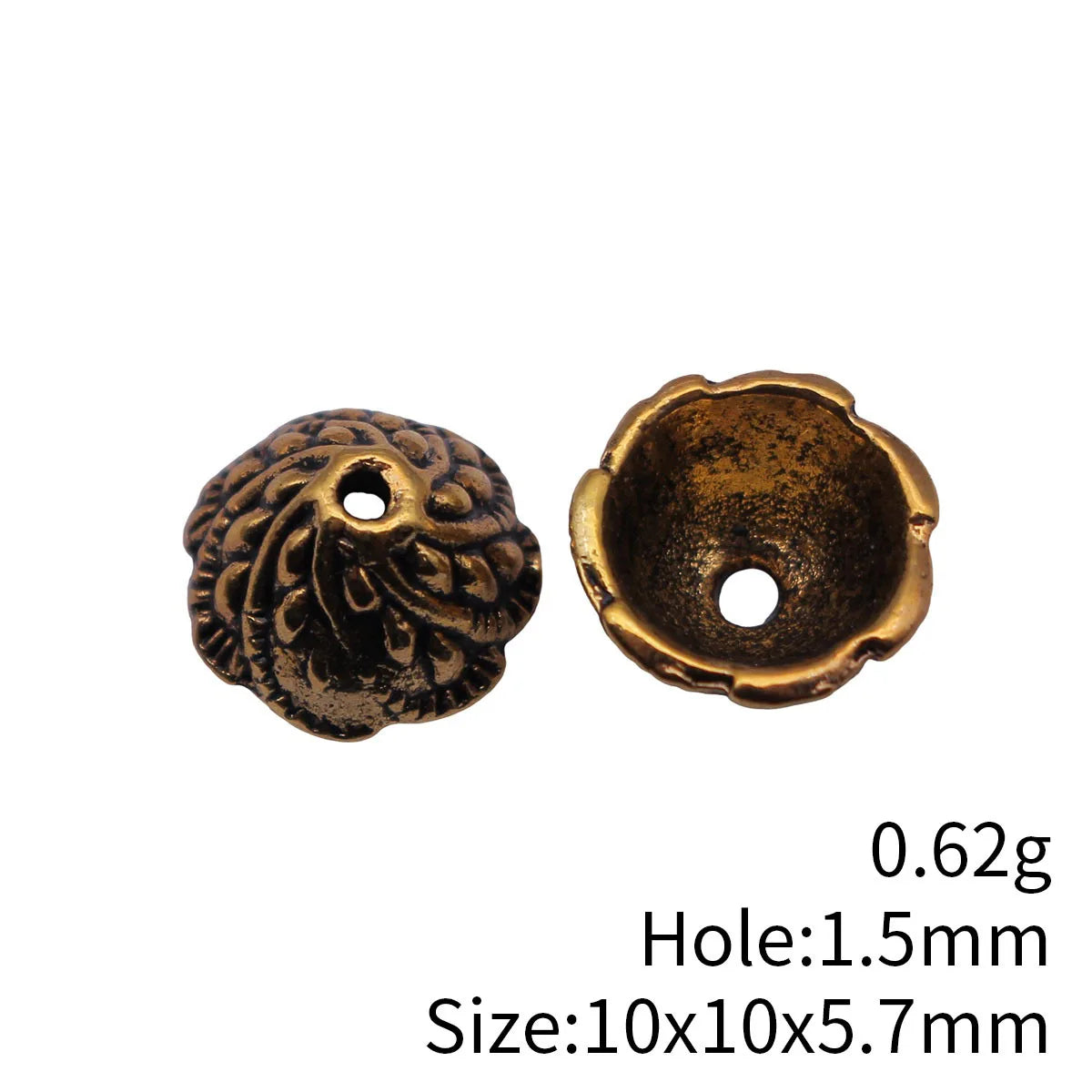 10x10x5.7mm 0.62g Zinc Alloy Flower Bead Caps Jewelry Findings for DIY Beadwork and Necklace Making