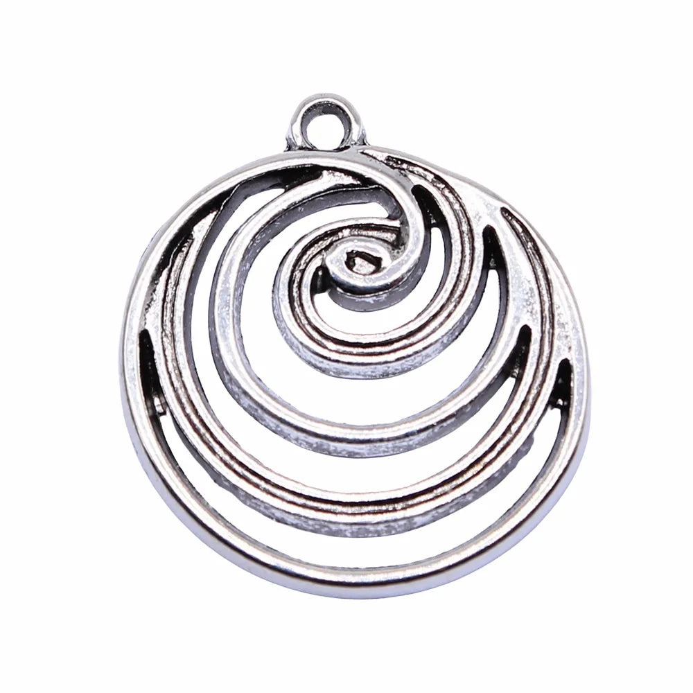 23x22mm 3.1g Antique Silver Zinc Alloy Swirl Charm Pendant for DIY Necklace Bracelet Jewelry Making