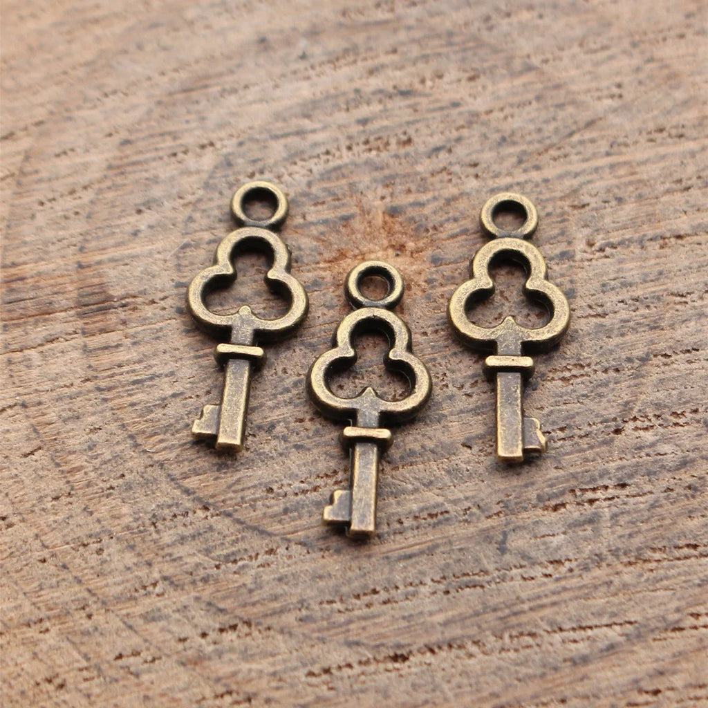 16x6.6mm 0.24g Multicolor Zinc Alloy Small Key Charm Pendant for DIY Bracelet Necklace Jewelry Making